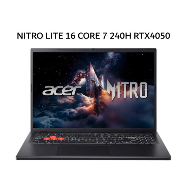 ACER NITRO LITE 16 CORE I7 240H RTX4050 6GB/ 16GB 512GB W11+OHS+M365B 16.0WUXGA 180HZ 100SRGB BLIT 2Y+ADP BLK -71G.78GF