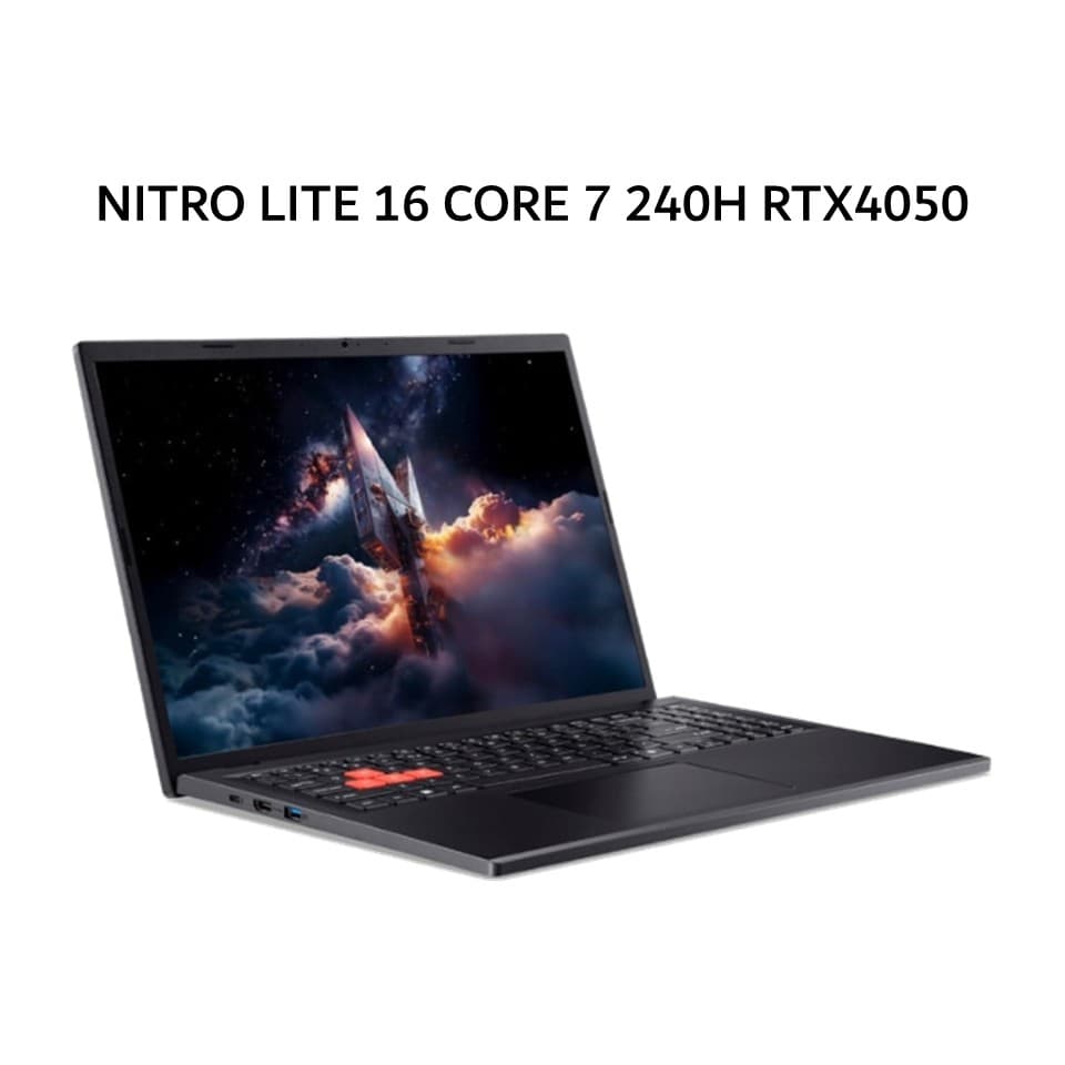 ACER NITRO LITE 16 CORE 7 240H RTX4050 6GB/ 16GB 512GB W11+OHS+M365B 16.0WUXGA 180HZ 100SRGB BLIT 2Y+ADP BLK -71G.78GF