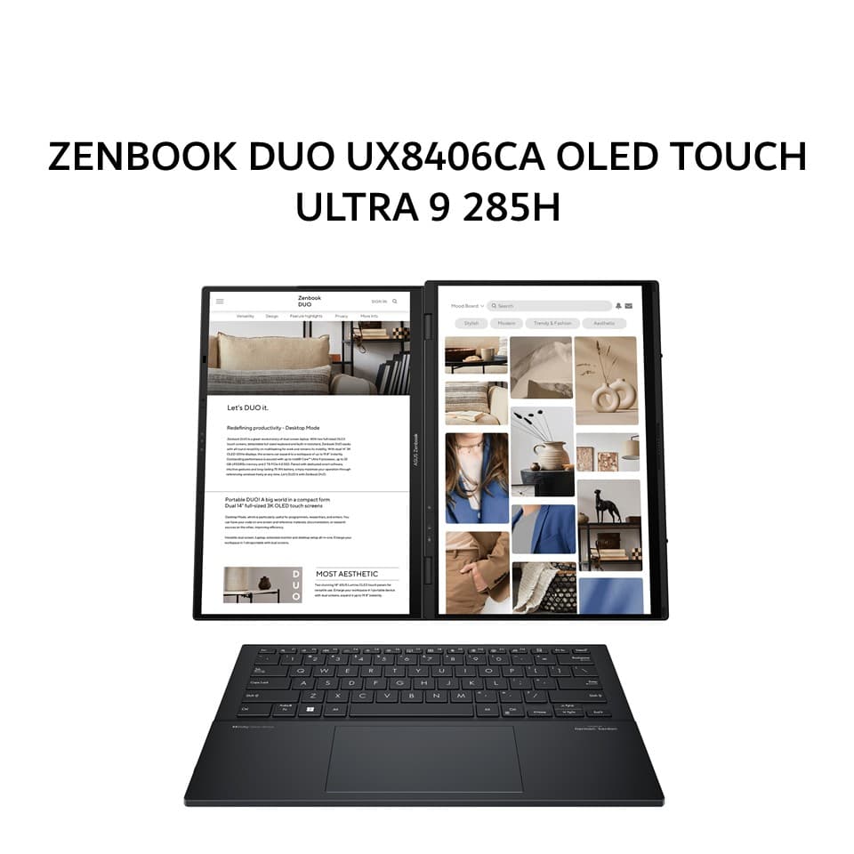 ASUS ZENBOOK DUO UX8406CA OLED TOUCH ULTRA 9 285H 32GB 1TB W11+OHS DUAL 14.0 3K+FHD PEN GRY 3Y -OLED9311TM