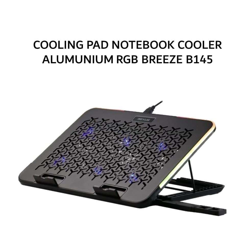 REXUS COOLING PAD NOTEBOOK COOLER ALUMUNIUM RGB BREEZE B145 - BLACK