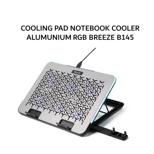 REXUS COOLING PAD NOTEBOOK COOLER ALUMUNIUM RGB BREEZE B145 - SILVER