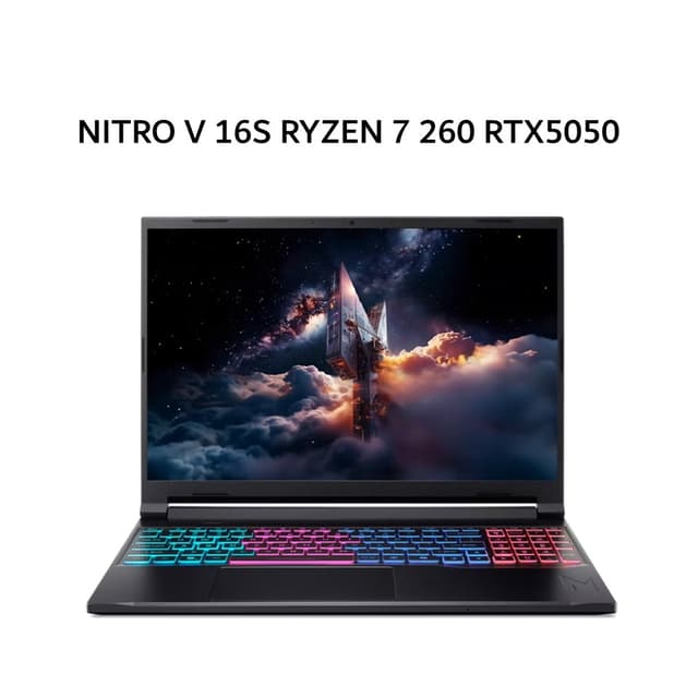 ACER NITRO V 16S RYZEN 7 260 RTX5050 8GB/ 16GB 512GB W11+OHS+M365B 16.0WUXGA 180HZ 100SRGB 2Y+ADP BLK -41.R8CJ