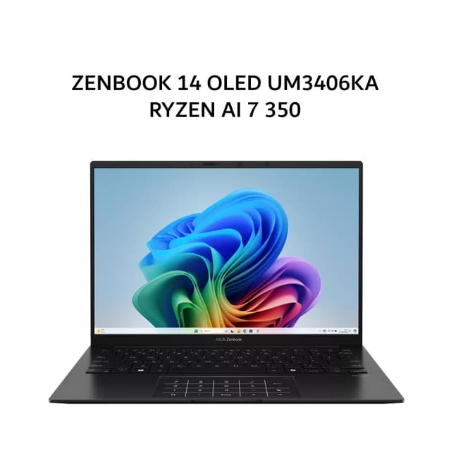 ASUS ZENBOOK 14 OLED UM3406KA RYZEN AI 7 350 16 512GB W11+OHS 14.0 BLK -OLED7151M