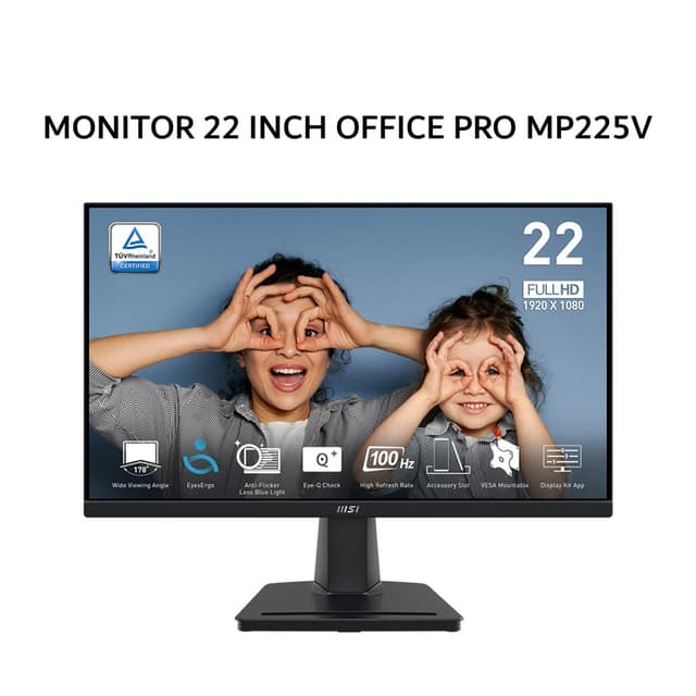 MSI MONITOR 22 INCH OFFICE PRO MP225V VA FHD 1080P 1MS 100HZ 3Y