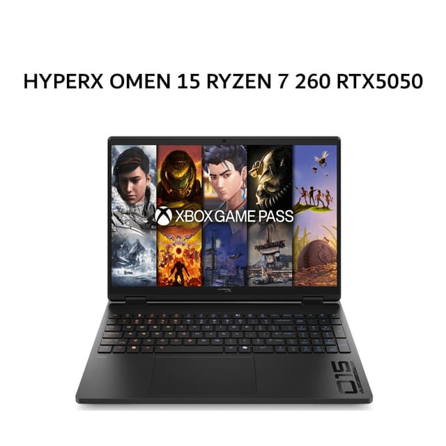 HP HYPERX OMEN 15 RYZEN 7 260 RTX5050 8GB/ 16GB 1TB W11+OHS+M365B 15.3WQXGA 180HZ 100SRGB 4ZRGB 2Y+2ADP BLK -GB0666AX