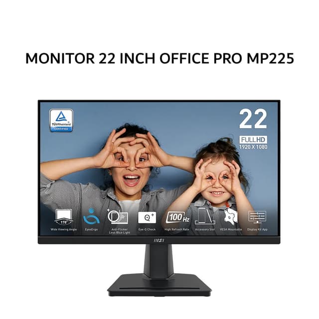 MSI MONITOR 22 INCH OFFICE PRO MP225 IPS FHD 1080P 1MS 100HZ 3Y