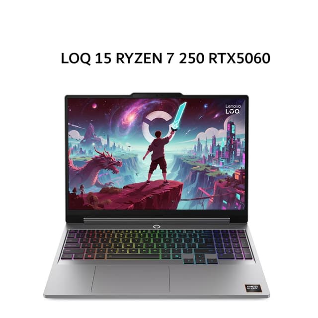 LENOVO LOQ 15 RYZEN 7 250 RTX5060 8GB/ 16GB 512GB W11+OHS+M365B 15.3WUXGA 165HZ 100SRGB RGB 2Y PREM+2ADP GRY -0SID