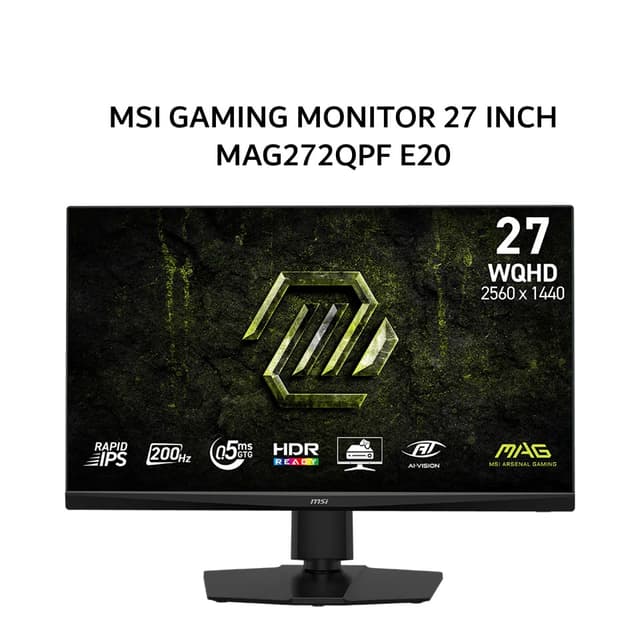 MSI GAMING MONITOR 27 INCH MAG272QPF E20 RAPID IPS WQHD 2K 1440P 0.5MS 200HZ SWIVEL 3Y