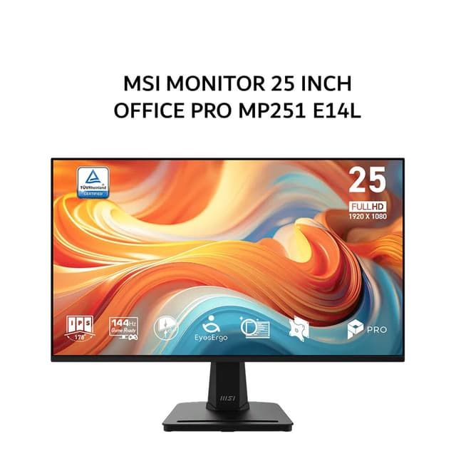 MSI MONITOR 25 INCH OFFICE PRO MP251 E14L IPS FHD 1080P 1MS 144HZ ERGONOMICS 3Y