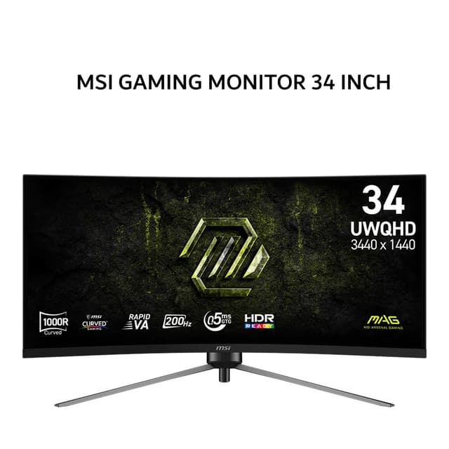 MSI GAMING MONITOR 34 INCH MAG 345CQRF / MAG345CQRF E20 VA UWQHD 2K 1440P 0.5MS 200HZ HDR ERGONOMICS 3Y