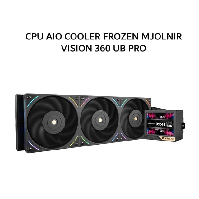 THERMALRIGHT CPU AIO COOLER FROZEN MJOLNIR VISION 360 UB PRO (360MM RADIATOR + 3X 120MM ARGB FANS + 3.5 INCH LCD DISPLAY) BLACK 5Y