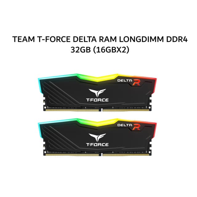 TEAM T-FORCE DELTA RAM LONGDIMM DDR4 32GB (16GBX2) 3600MHZ RGB BLACK
