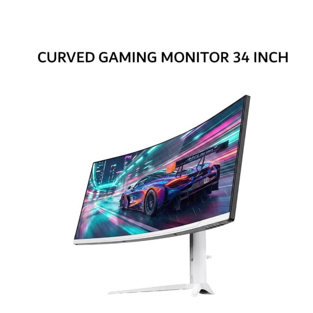 DIGITAL ALLIANCE CURVED GAMING MONITOR 34 INCH 1500R UWQHD 2K 1440P 1MS 240HZ WHITE DP HDMI MX340 2Y