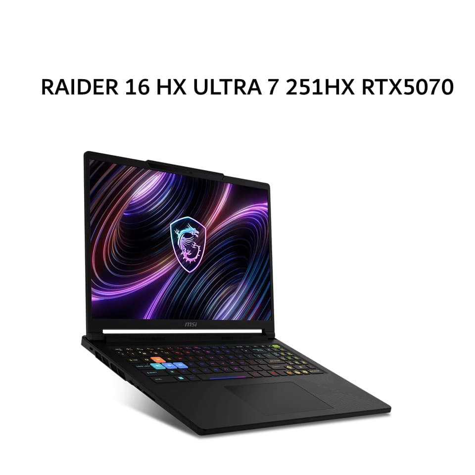 MSI RAIDER 16 HX ULTRA 7 251HX RTX5070TI 12GB/ 16GB 1TB W11+OHS+M365B 16.0WQHD IPS 240HZ 100DCIP3 3Y+ADP BLK