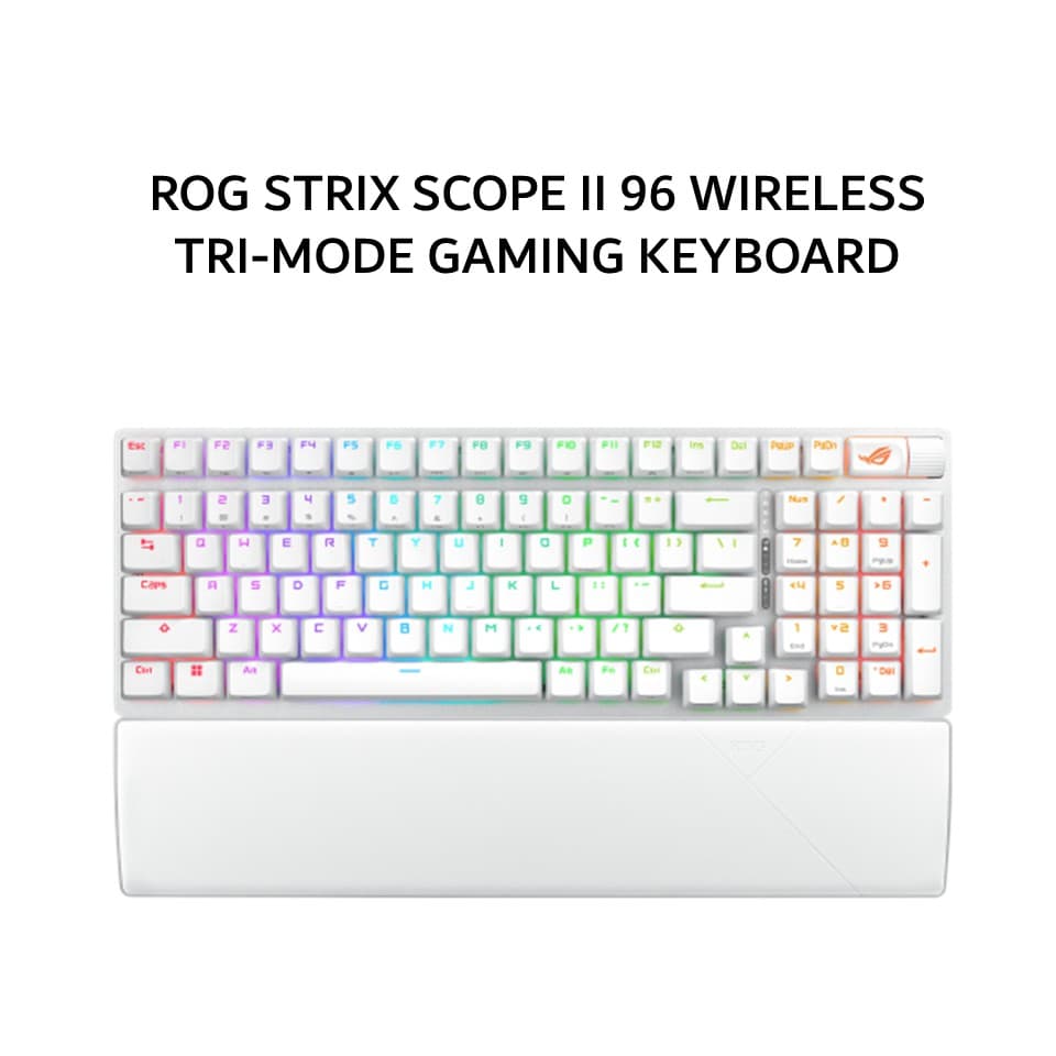 ASUS GAMING KEYBOARD ROG STRIX SCOPE II 96 WIRELESS TRI-MODE (96% + PRE-LUBED NX SNOW + ABS) WHITE 2Y