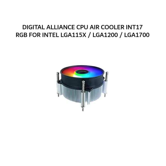 DIGITAL ALLIANCE CPU AIR COOLER INT17 RGB FOR INTEL LGA115X / LGA1200 / LGA1700 1Y
