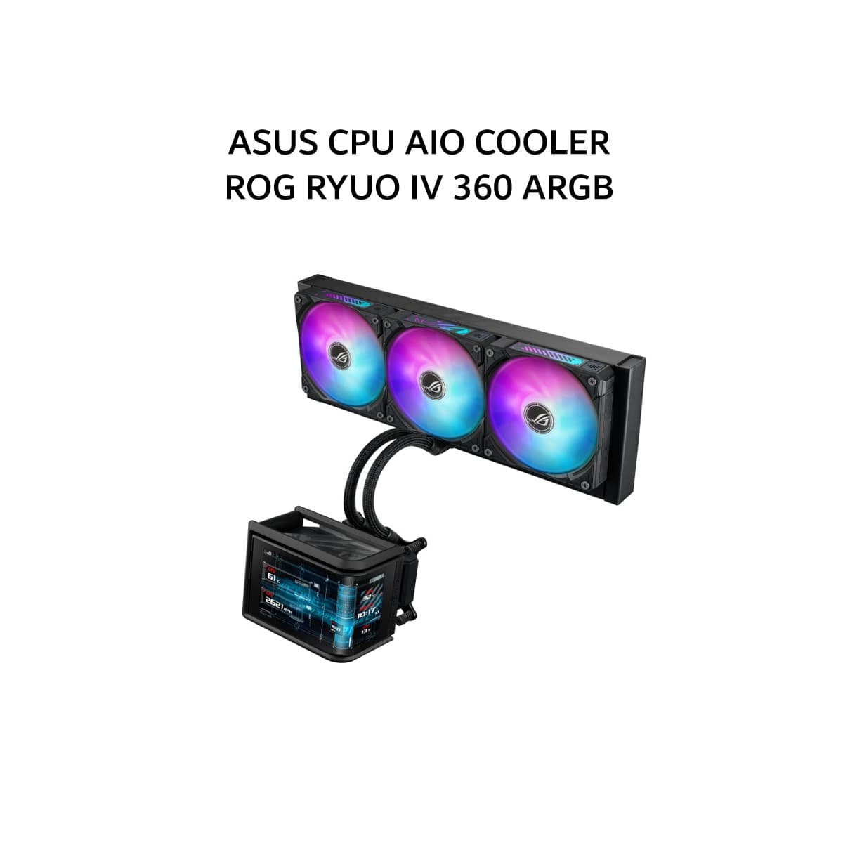 ASUS CPU AIO COOLER ROG RYUO IV 360 ARGB (360MM RADIATOR + 3X 120MM ROG RYUO IV MF-12C ARGB FANS + 6.67 INCH AMOLED DISPLAY) BLACK 6Y + 2Y DISPLAY