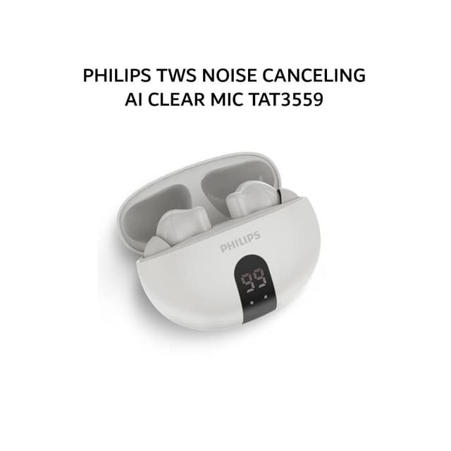 PHILIPS TWS NOISE CANCELING AI CLEAR MIC TAT3559/TAT 3559 - WHITE