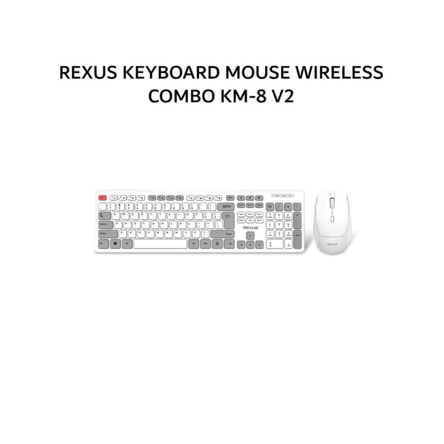 REXUS KEYBOARD MOUSE WIRELESS COMBO KM-8 V2 - WHITE