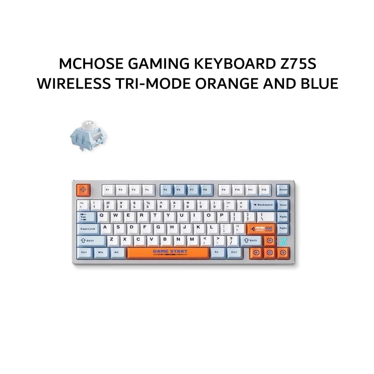 MCHOSE GAMING KEYBOARD Z75S WIRELESS TRI-MODE (75 + SNOW TIGER + PBT) ORANGE AND BLUE 1Y