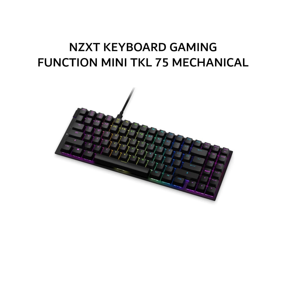 NZXT KEYBOARD GAMING FUNCTION MINI TKL 75 MECHANICAL (GATERON RED + RGB) BLACK