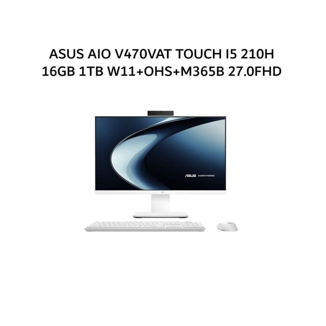 ASUS AIO V470VAT TOUCH I5 210H 16GB 1TB W11+OHS+M365B 27.0FHD 2Y WHT -W511WOM