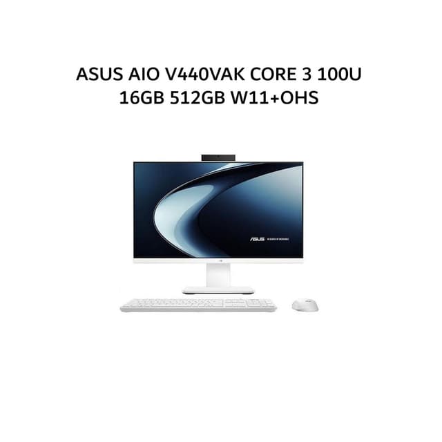 ASUS AIO V440VAK CORE 3 100U 16GB 512GB W11+OHS 23.8FHD WHT -W315WOM