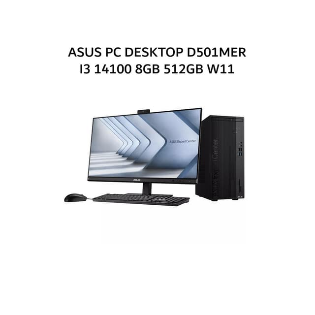 ASUS PC DESKTOP D501MER I3 14100 8GB 512GB W11 3Y BLK -385000001W + MONITOR 21.5