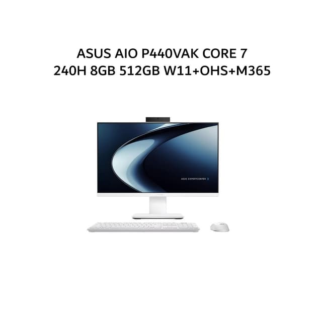 ASUS AIO P440VAK CORE 7 240H 8GB 512GB W11+OHS+M365 23.8FHD 2Y WHT -W7852WS