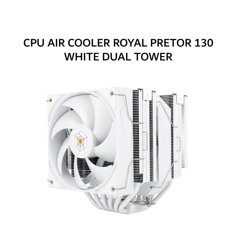 THERMALRIGHT CPU AIR COOLER ROYAL PRETOR 130 WHITE DUAL TOWER (1X 120MM + 1X 130MM WHITE FAN + 6X HEATPIPES ) WHITE 6Y