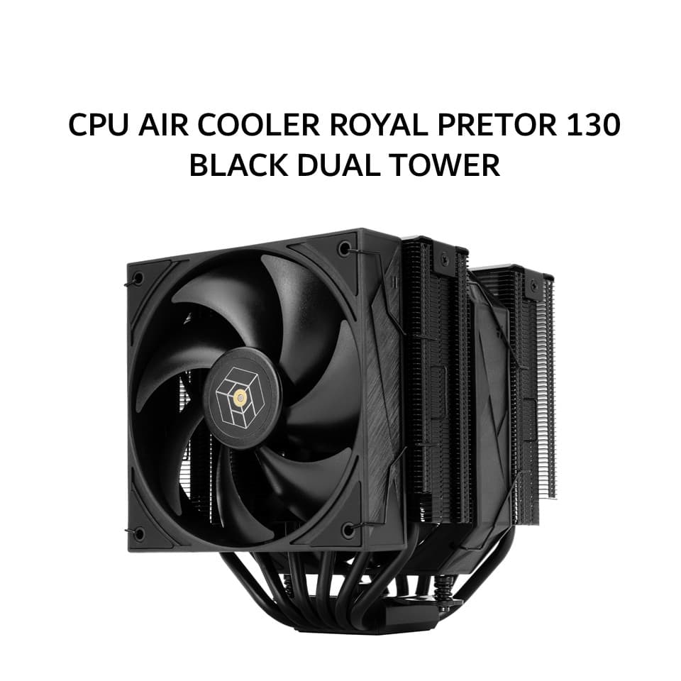 THERMALRIGHT CPU AIR COOLER ROYAL PRETOR 130 BLACK DUAL TOWER (1X 120MM + 1X 130MM BLACK FAN + 6X HEATPIPES ) BLACK 6Y