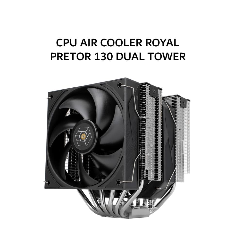 THERMALRIGHT CPU AIR COOLER ROYAL PRETOR 130 DUAL TOWER (1X 120MM + 1X 130MM BLACK FAN + 6X HEATPIPES ) BLACK 6Y