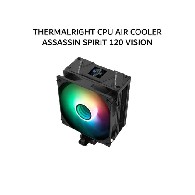 THERMALRIGHT CPU AIR COOLER ASSASSIN SPIRIT 120 VISION (1X 120MM BLACK ARGB FAN + 4X HEATPIPES + 1.54 INCH LCD DISPLAY) BLACK