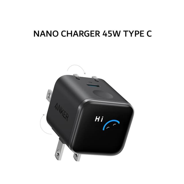 ANKER NANO CHARGER 45W TYPE C GAN PD 3.0 A121D (ONLINE PACKAGING) - BLACK