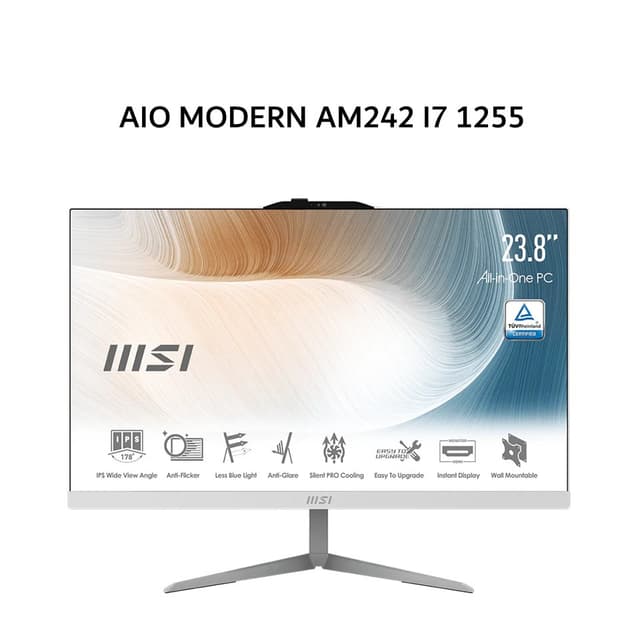 MSI AIO MODERN AM242 I7 1255 8GB 512GB W11+OHS 23.8FHD IPS 2Y WHT
