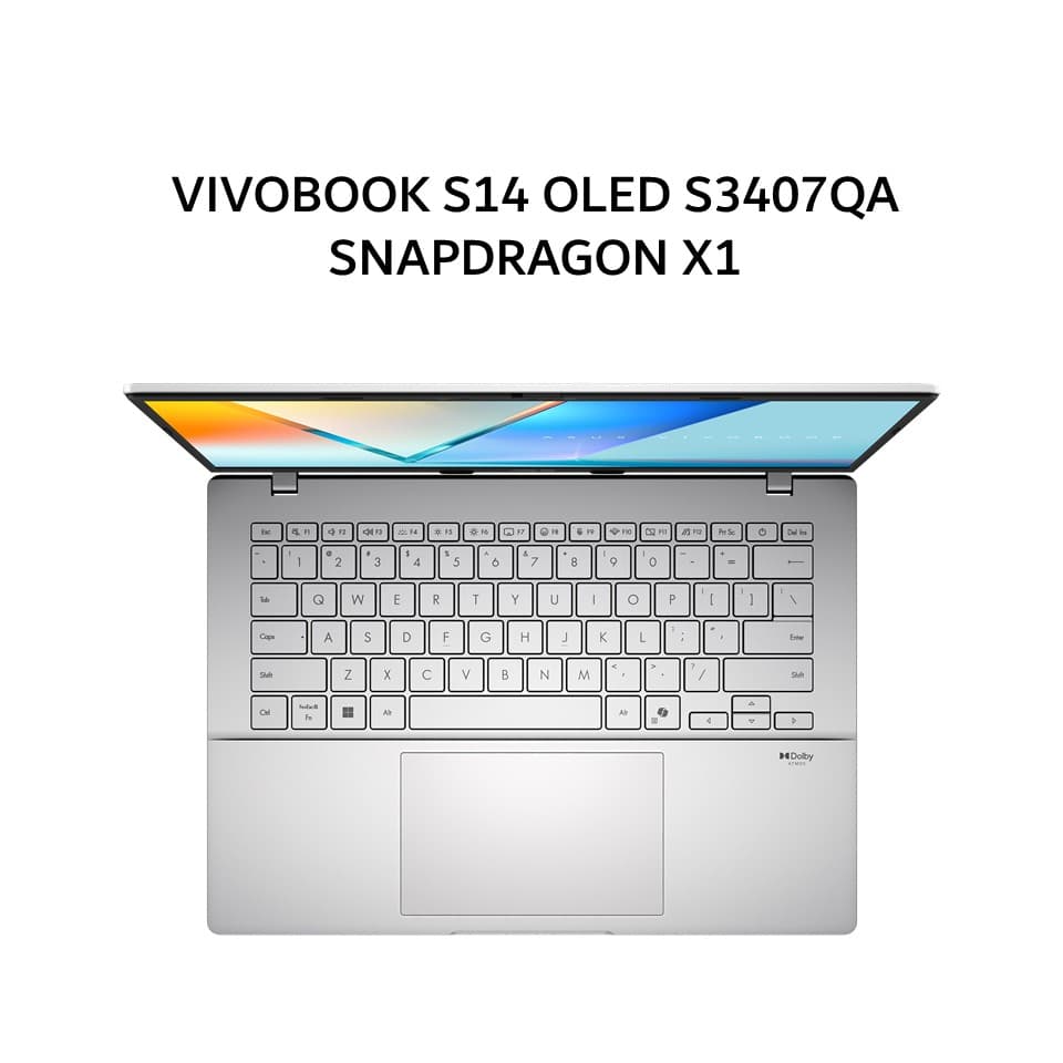 ASUS VIVOBOOK S14 OLED S3407QA SNAPDRAGON X1 16GB 512GB W11+OHS+M365B 14.0WUXGA 2K SLV -OLEDP152M