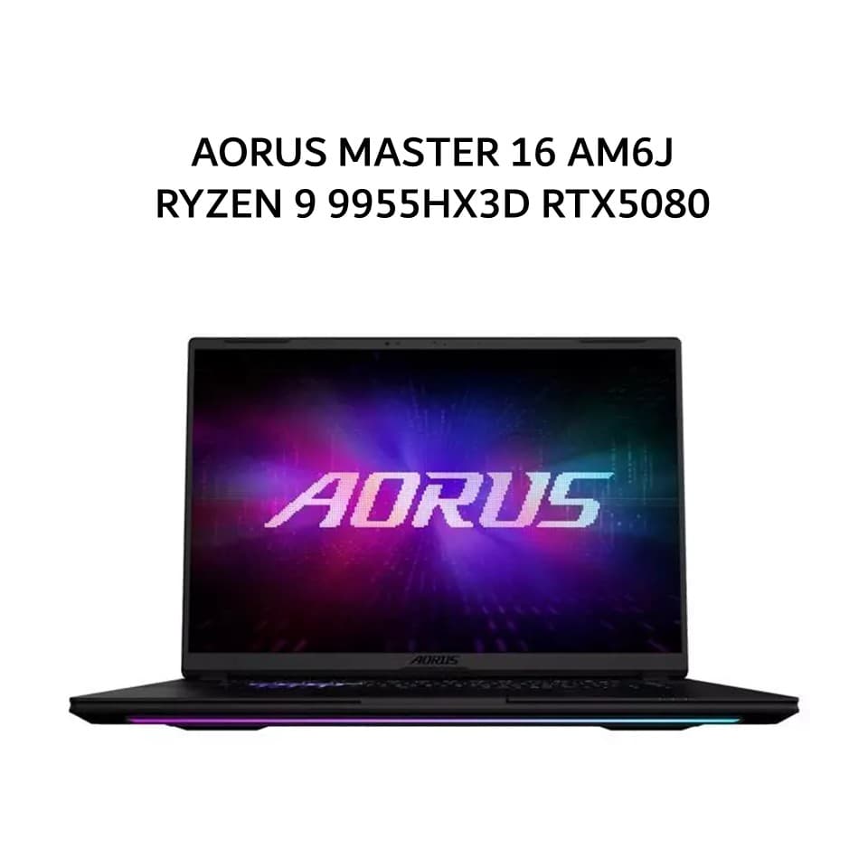 GIGABYTE AORUS MASTER 16 AM6J RYZEN 9 9955HX3D RTX5080 16GB/ 32GB 1TB W11+OHS 16.0WQXGA OLED 240HZ 3ZRGB 2Y+2ADP BLK