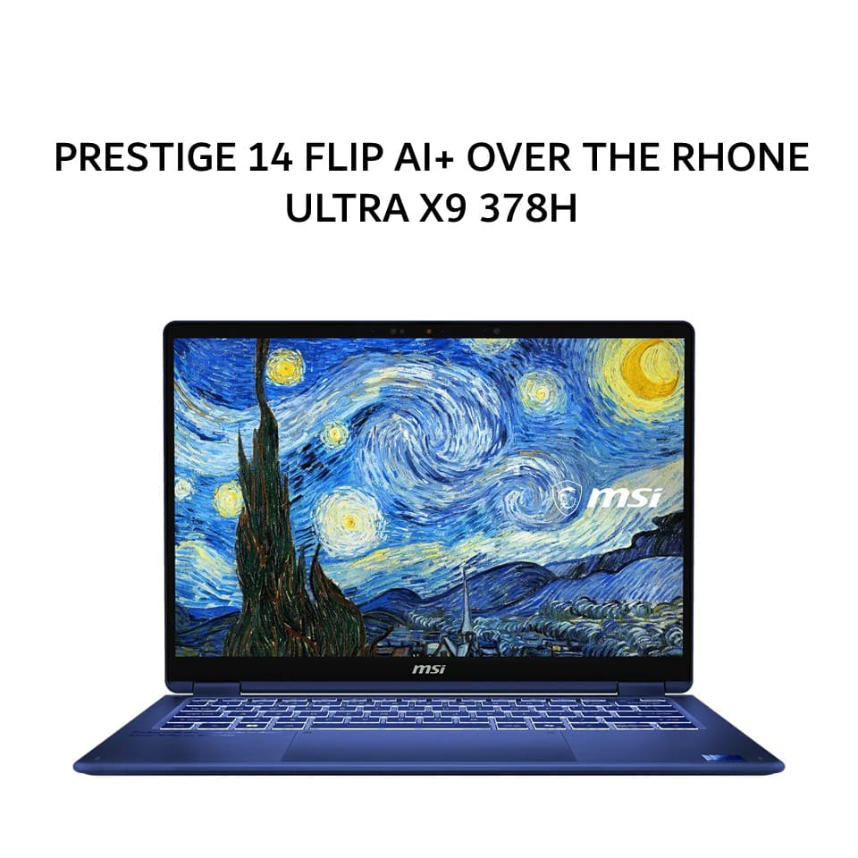 MSI PRESTIGE 14 FLIP AI+ OVER THE RHONE ULTRA X9 378H 32GB 1TB W11+OHS 14.0WUXGA OLED TOUCH PEN (BOX MOU) BLIT 2Y