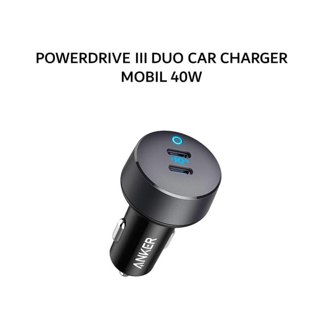 ANKER POWERDRIVE III DUO CAR CHARGER MOBIL 40W 20W DUAL PORT USB TYPE C - A2724